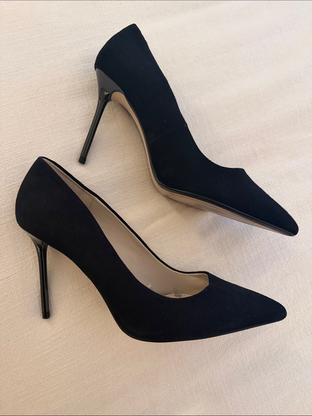 Zara Black Pointed Toe Suede Stiletto Pumps